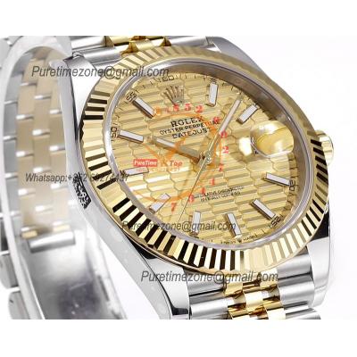 Datejust VR3235 Automatic Mens Watch Best Edition ZQF 41 SS/YG Gold Wrapped Textured Stick Dial 904L SS Jubilee Bracelet