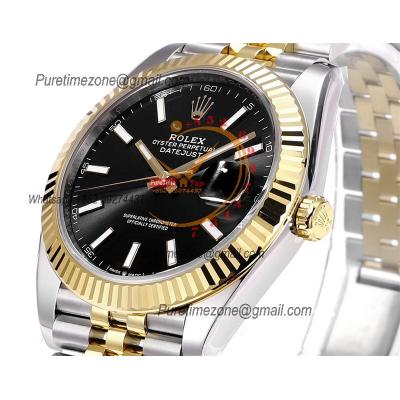 Datejust VR3235 Automatic Mens Watch Best Edition ZQF 41 SS/YG Gold Wrapped Black Stick Dial 904L SS Jubilee Bracelet