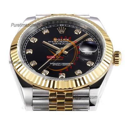 Datejust VR3235 Automatic Mens Watch Best Edition ZQF 41 SS/YG Gold Wrapped Black Diamonds Dial 904L SS Jubilee Bracelet