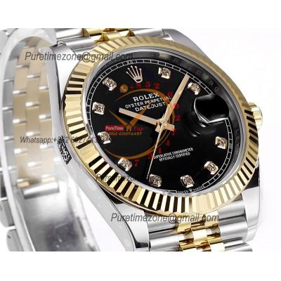 Datejust VR3235 Automatic Mens Watch Best Edition ZQF 41 SS/YG Gold Wrapped Black Diamonds Dial 904L SS Jubilee Bracelet