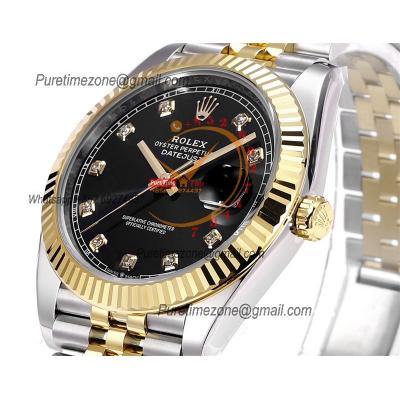 Datejust VR3235 Automatic Mens Watch Best Edition ZQF 41 SS/YG Gold Wrapped Black Diamonds Dial 904L SS Jubilee Bracelet