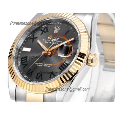 Datejust VR3235 Automatic Mens Watch Best Edition ZQF 41 SS/YG Gold Wrapped Wimbledon Gray Dial 904L SS Oyster Bracelet