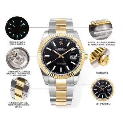 Datejust VR3235 Automatic Mens Watch Best Edition ZQF 41 SS/YG Gold Wrapped Black Stick Dial 904L SS Oyster Bracelet