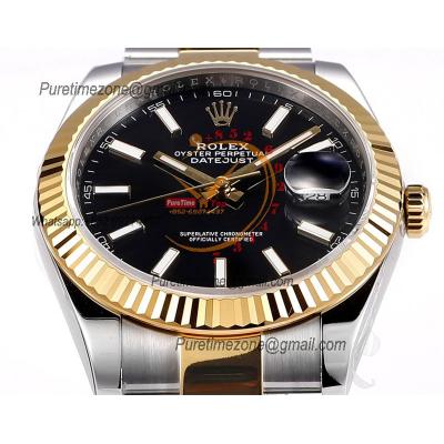 Datejust VR3235 Automatic Mens Watch Best Edition ZQF 41 SS/YG Gold Wrapped Black Stick Dial 904L SS Oyster Bracelet