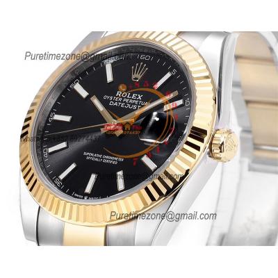 Datejust VR3235 Automatic Mens Watch Best Edition ZQF 41 SS/YG Gold Wrapped Black Stick Dial 904L SS Oyster Bracelet