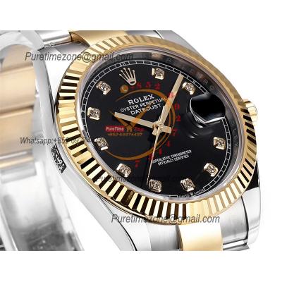 Datejust VR3235 Automatic Mens Watch Best Edition ZQF 41 SS/YG Gold Wrapped Black Diamond Dial 904L SS Oyster Bracelet