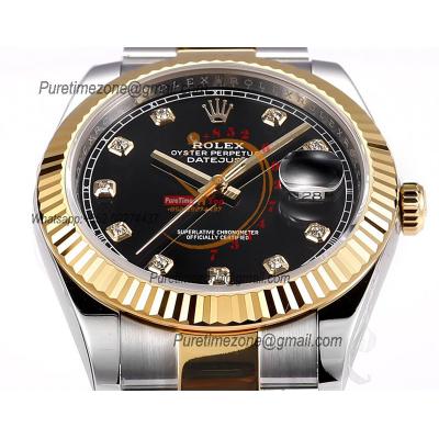 Datejust VR3235 Automatic Mens Watch Best Edition ZQF 41 SS/YG Gold Wrapped Black Diamond Dial 904L SS Oyster Bracelet