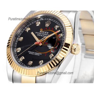 Datejust VR3235 Automatic Mens Watch Best Edition ZQF 41 SS/YG Gold Wrapped Black Diamond Dial 904L SS Oyster Bracelet