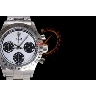 Daytona Paul Newman ST91 Manual Winding Chronograph Mens Watch Best Edition WMF 37.5 White Black Dial SS Oyster Bracelet