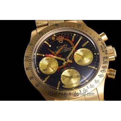 Daytona Paul Newman ST91 Manual Winding Chronograph Mens Watch Best Edition WMF YG 37.5 Black Dial SS Oyster Bracelet