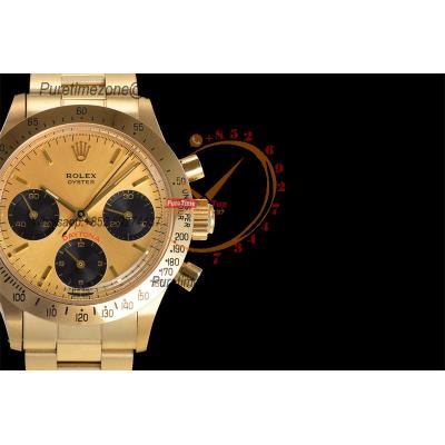 Daytona Paul Newman ST91 Manual Winding Chronograph Mens Watch Best Edition WMF YG 37.5 Gold Dial SS Oyster Bracelet