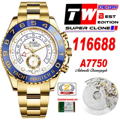 YachtMaster II 116688 A7750 Automatic Chronograph Mens Watch Best Edition TWF YG White Dial 904L SS Oyster Bracelet