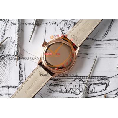 Cellini Dual Time 50525 Cal A3180 Automatic Mens Watch Best Edition KZF 39mm Rose Gold White Dial Brown Leather Strap