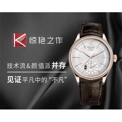 Cellini Dual Time 50525 Cal A3180 Automatic Mens Watch Best Edition KZF 39mm Rose Gold White Dial Brown Leather Strap