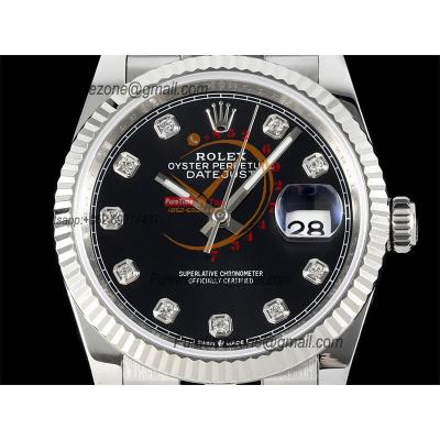 Datejust 36 126234 VR3235 Automatic Unisex Watch Best Edition JDF Black Diamonds Dial 904L Steel Jubilee Bracelet