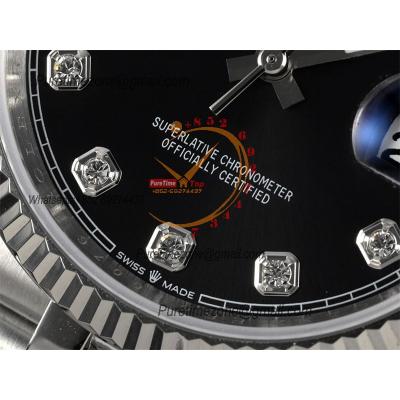 Datejust 36 126234 VR3235 Automatic Unisex Watch Best Edition JDF Black Diamonds Dial 904L Steel Jubilee Bracelet