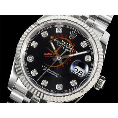 Datejust 36 126234 VR3235 Automatic Unisex Watch Best Edition JDF Black Diamonds Dial 904L Steel Jubilee Bracelet