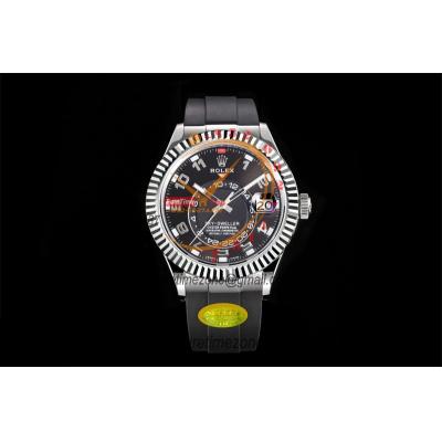 Sky Dweller 326939 Gold Dial A23J Automatic Mens Watch Best Edition IUF Steel Case  Black Dial Rubber Strap