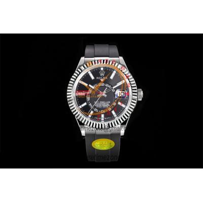 Sky Dweller 326939 Gold Dial A23J Automatic Mens Watch Best Edition IUF Steel Case  Black Dial Rubber Strap