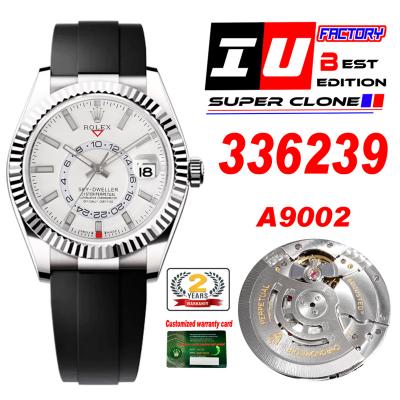 Sky Dweller 326939 Gold Dial A23J Automatic Mens Watch Best Edition IUF Steel Case White Dial Rubber Strap