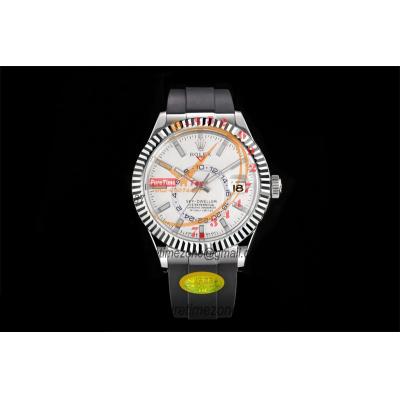 Sky Dweller 326939 Gold Dial A23J Automatic Mens Watch Best Edition IUF Steel Case White Dial Rubber Strap