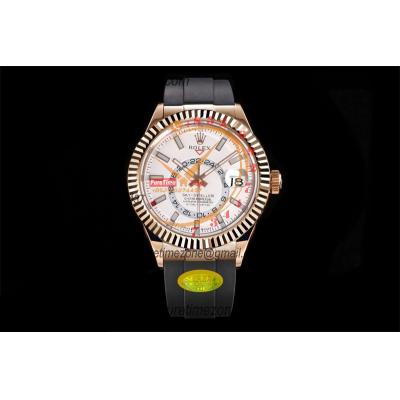 Sky Dweller 326935 Gold Dial A23J Automatic Mens Watch Best Edition IUF RG Brown Dial Black Rubber Strap