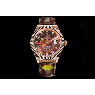 Sky Dweller 326935 Gold Dial A23J Automatic Mens Watch Best Edition IUF RG Brown Dial Black Rubber Strap