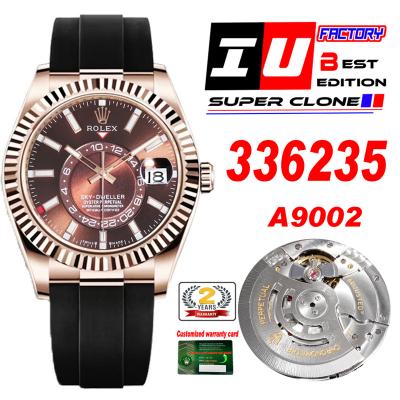 Sky Dweller 326935 Gold Dial A23J Automatic Mens Watch Best Edition IUF RG Brown Dial Black Rubber Strap