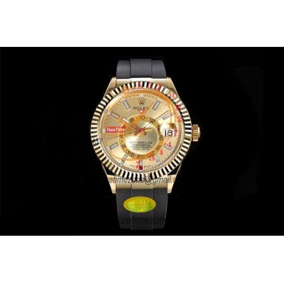 Sky Dweller 326938 Gold Dial A23J Automatic Mens Watch Best Edition IUF YG Gold Dial 904L Steel Oyster Bracelet