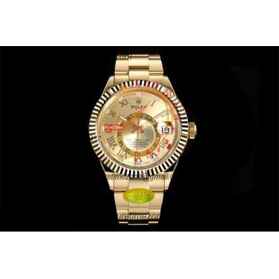 Sky Dweller 326938 Gold Dial A23J Automatic Mens Watch Best Edition IUF YG Gold Dial 904L Steel Oyster Bracelet