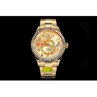 Sky Dweller 326938 Gold Dial A23J Automatic Mens Watch Best Edition IUF YG Gold Dial 904L Steel Oyster Bracelet