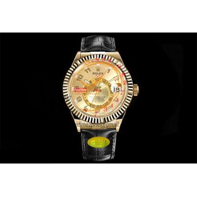 Sky Dweller 326938 Gold Dial A23J Automatic Mens Watch Best Edition IUF YG Gold Dial 904L Steel Oyster Bracelet