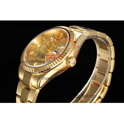 Sky Dweller 326938 Gold Dial A23J Automatic Mens Watch Best Edition IUF YG Gold Dial 904L Steel Oyster Bracelet