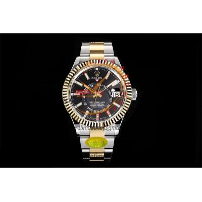 Sky Dweller 326933 Gold Dial A23J Automatic Mens Watch Best Edition IUF SS/YG Black Dial 904L Steel Jubilee Bracelet