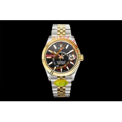 Sky Dweller 326933 Gold Dial A23J Automatic Mens Watch Best Edition IUF SS/YG Black Dial 904L Steel Jubilee Bracelet