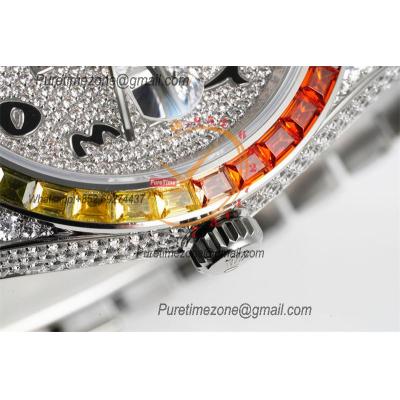 Datejust VR3235 Automatic Mens Watch Best Edition RRF 41 Rainbow Diamonds Bezel Black Arabic Dial 904L Steel Bracelet