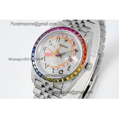 Datejust VR3235 Automatic Mens Watch Best Edition RRF 41 Rainbow Diamonds Bezel Black Arabic Dial 904L Steel Bracelet