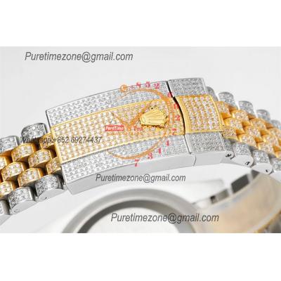 Datejust VR3235 Automatic Mens Watch Best Edition RRF 41 SS/YG Rainbow Diamonds Bezel Black Arabic 904L Steel Bracelet