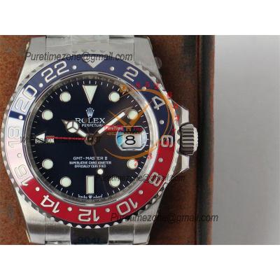 GMT Master II 126710 Pepsi VR3186 Automatic Mens Watch Best Edition GSF Red/Blue Ceramic Black Dial 904L Oyster Bracelet