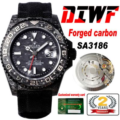 GMT Master II 126710 VR3186 Automatic Mens Watch Best Edition DIWF Carbon Case Black Dial Nylon Strap