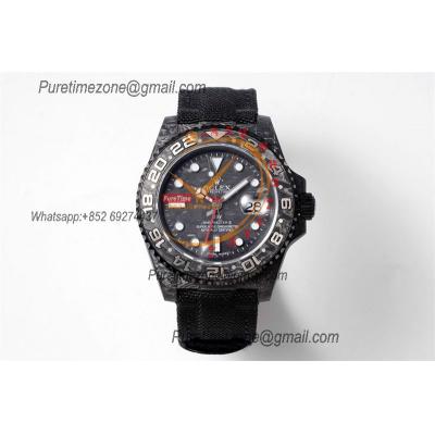 GMT Master II 126710 VR3186 Automatic Mens Watch Best Edition DIWF Carbon Case Black Dial Nylon Strap