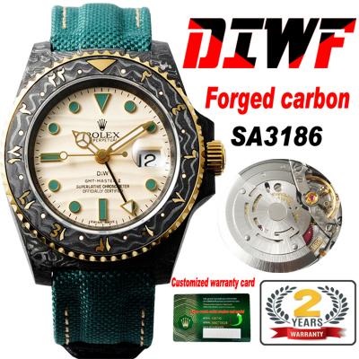 GMT Master II 126710 VR3186 Automatic Mens Watch Best Edition DIWF Carbon Case Yellow Dial Green Nylon Strap