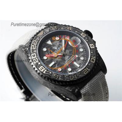 GMT Master II 126710 VR3186 Automatic Mens Watch Best Edition DIWF Carbon Case Black Dial White Nylon Strap