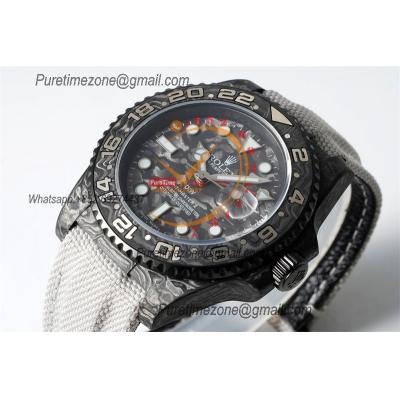 GMT Master II 126710 VR3186 Automatic Mens Watch Best Edition DIWF Carbon Case Black Dial White Nylon Strap