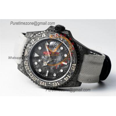 GMT Master II 126710 VR3186 Automatic Mens Watch Best Edition DIWF Carbon Case Black Dial White Nylon Strap