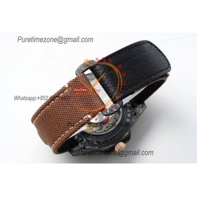 GMT Master II 126710 VR3186 Automatic Mens Watch Best Edition DIWF Carbon Case Cream Dial Brown Nylon Strap