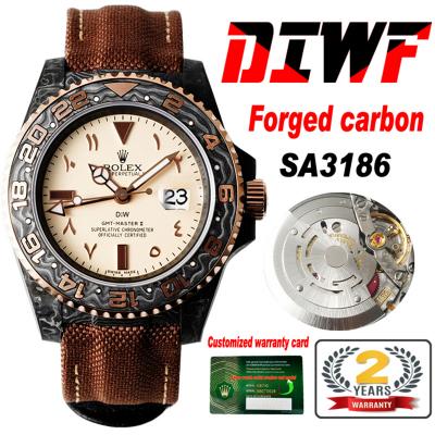 GMT Master II 126710 VR3186 Automatic Mens Watch Best Edition DIWF Carbon Case Cream Dial Brown Nylon Strap