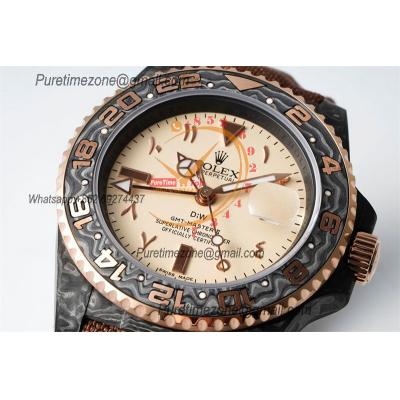 GMT Master II 126710 VR3186 Automatic Mens Watch Best Edition DIWF Carbon Case Cream Dial Brown Nylon Strap