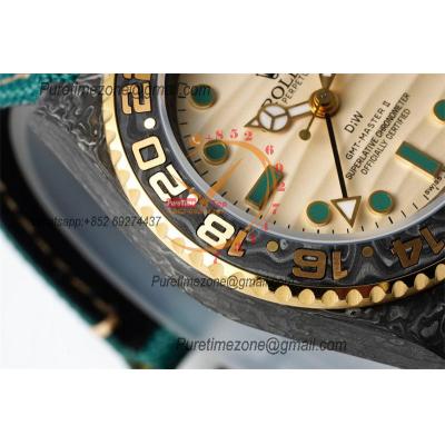 GMT Master II 126710 VR3186 Automatic Mens Watch Best Edition DIWF Carbon Case Yellow Dial Green Nylon Strap