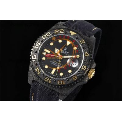 GMT Master II 126710 VR3186 Automatic Mens Watch Best Edition DIWF Carbon Case Black Dial Nylon Strap